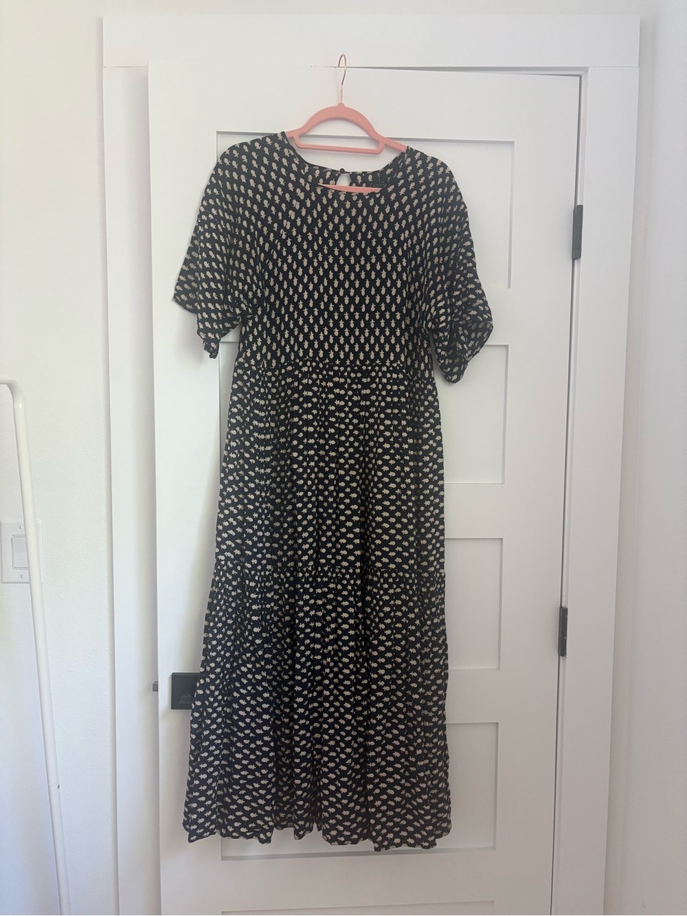 Christy Dawn Black and Cream Printed Midi Dress - Picture 3 of 7